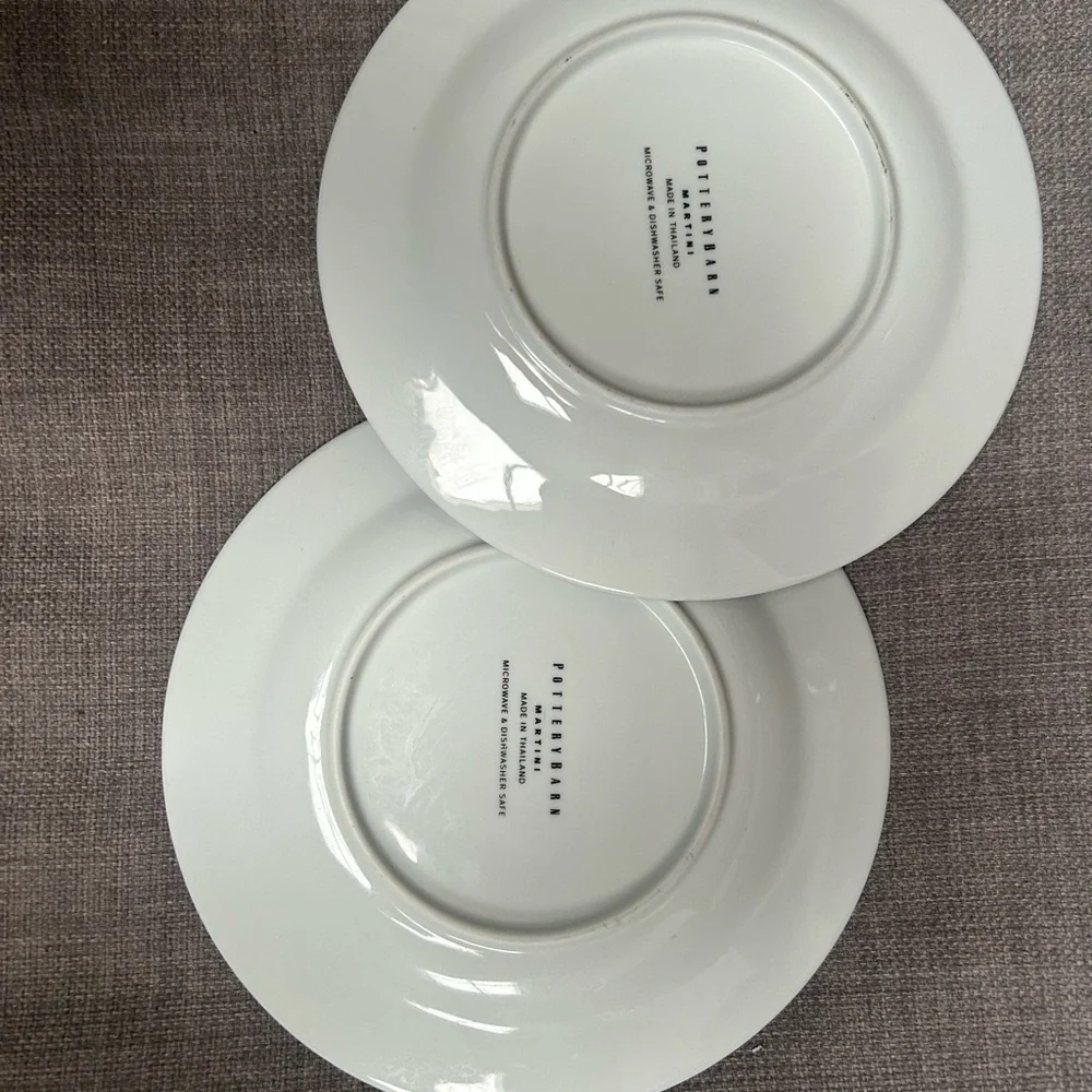 POTTERY BARN 2-pc Martini/Cocktail Porcelain  Cheese Plates #0601254